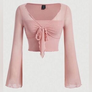 NEW SHEIN Pink Knotted Front Top. Size L NWOT